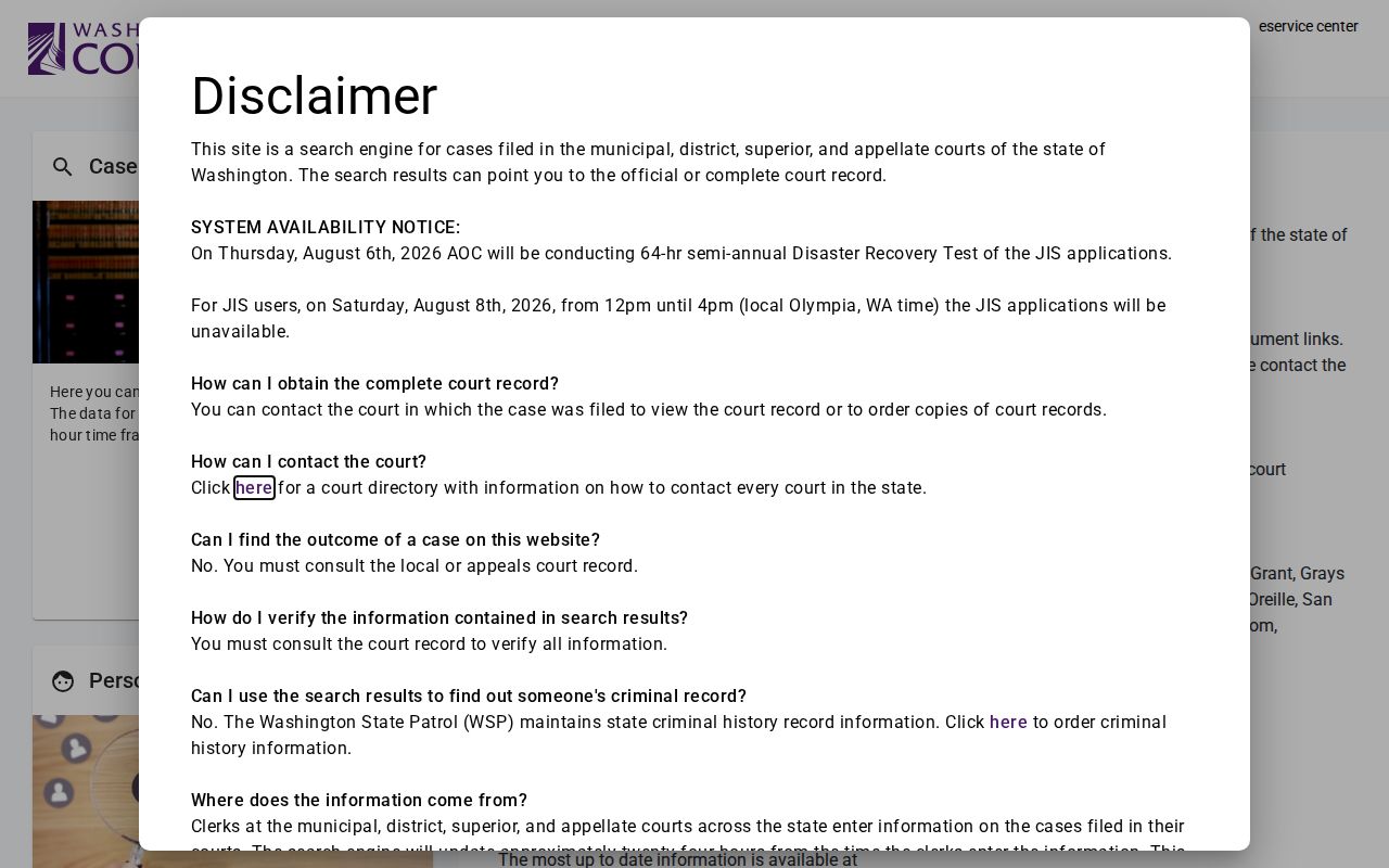 Tumwater people search court portal choices