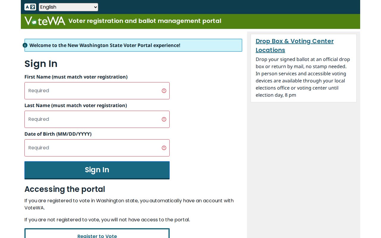 Tumwater voter registration records VoteWA lookup fields