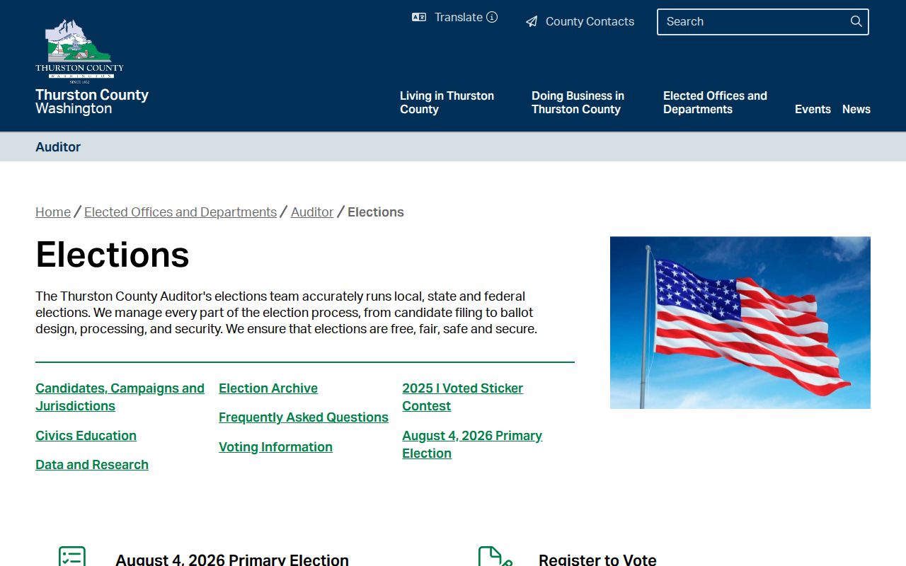 Tumwater voter registration records Thurston County Elections services